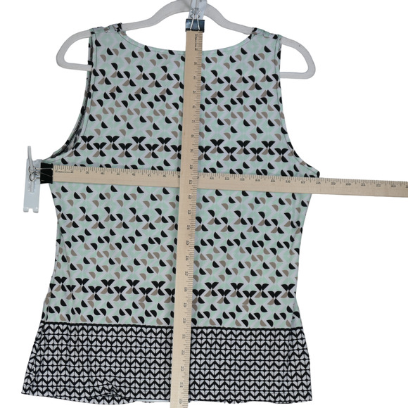 Calvin Klein Green Tunic Tank Top Womens Large Drape Neck Sleeveless Geometric - Picture 6 of 8